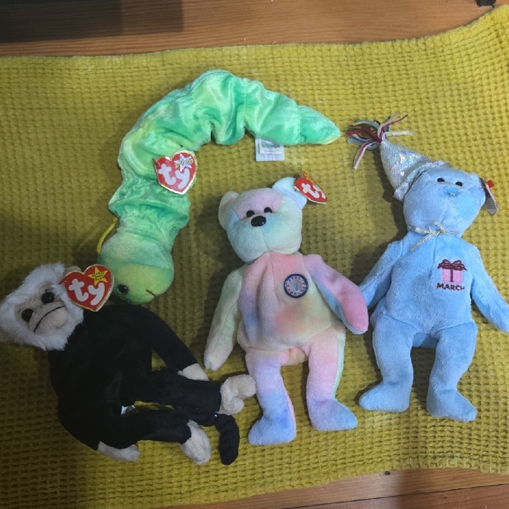 Ty Plush Toy Collection - Black, Green, Pastel, and Blue